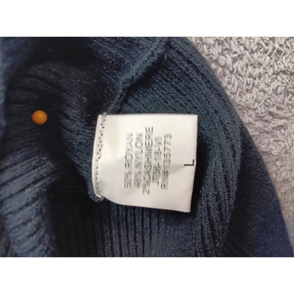 Vici Ribbed Asymmetrical Sweater Women's L Dark Green Batwing Knit Top - Picture 5 of 6